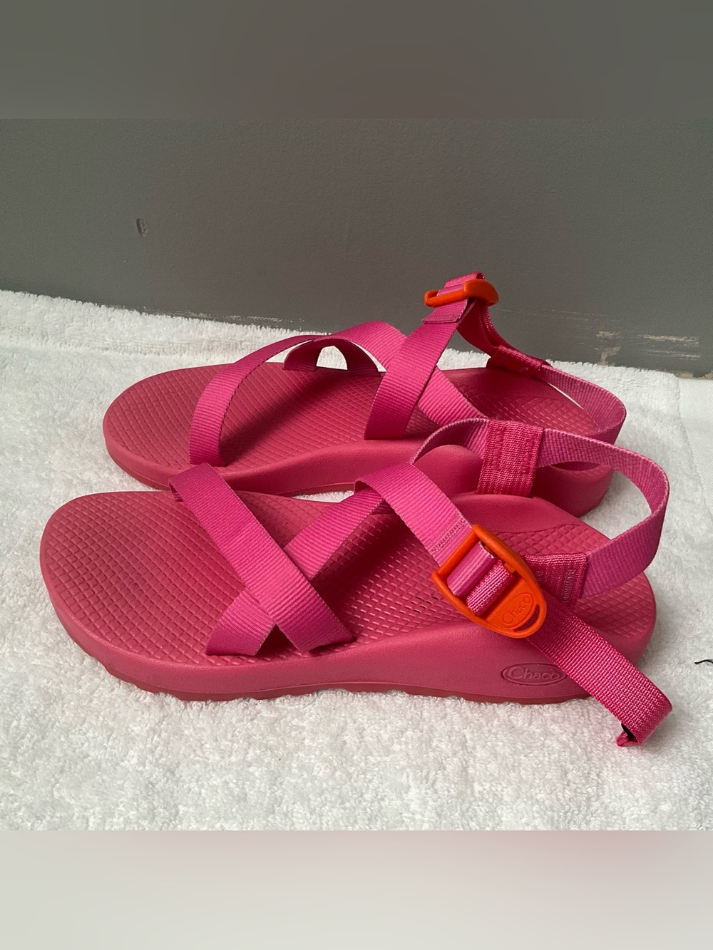 Chaco Women's Hot Pink Sandals with Orange Buckles